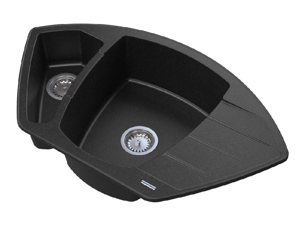 Vente Unique ÉVIER D'ANGLE EN GRANIT + MITIGEUR BEIGE GRIS