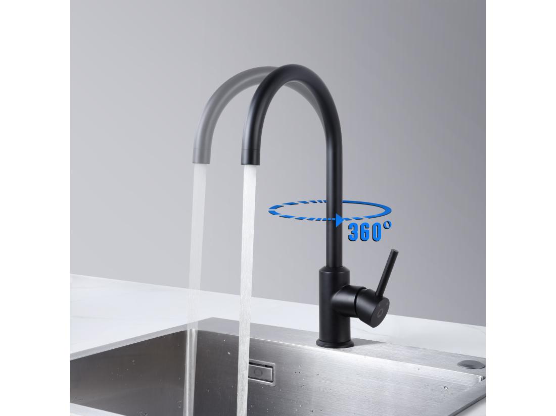 Vente Unique Évier De Cuisine 1 Cuve 70×45cm + Egouttoir + Vasque + Distributeur De Savon + Mitigeur De Cuisine En Inox Noir