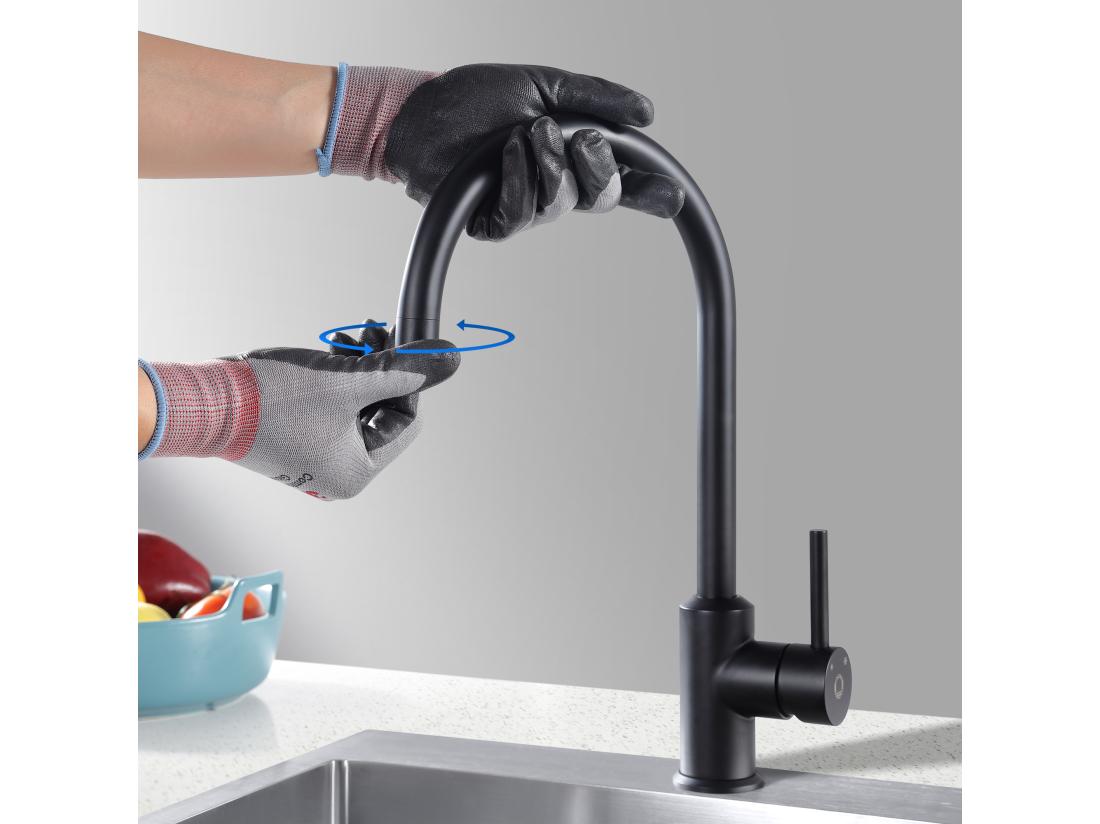 Vente Unique Évier De Cuisine 1 Cuve 70×45cm + Egouttoir + Vasque + Distributeur De Savon + Mitigeur De Cuisine En Inox Noir