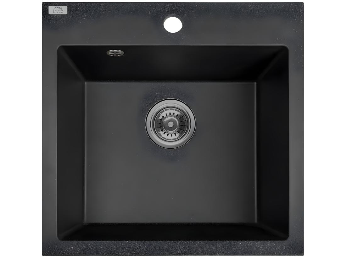 Vente Unique Evier De Cuisine En Granit Noir ALENA 1 Bac 49x49