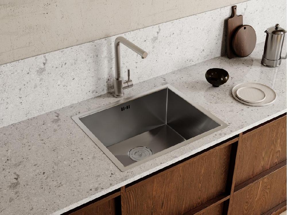 vente unique Evier en acier inoxydable - 55x45 cm - Gris - SOELA