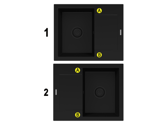 Vente Unique Évier Granit BELLO Noir Monocuve Avec Siphon