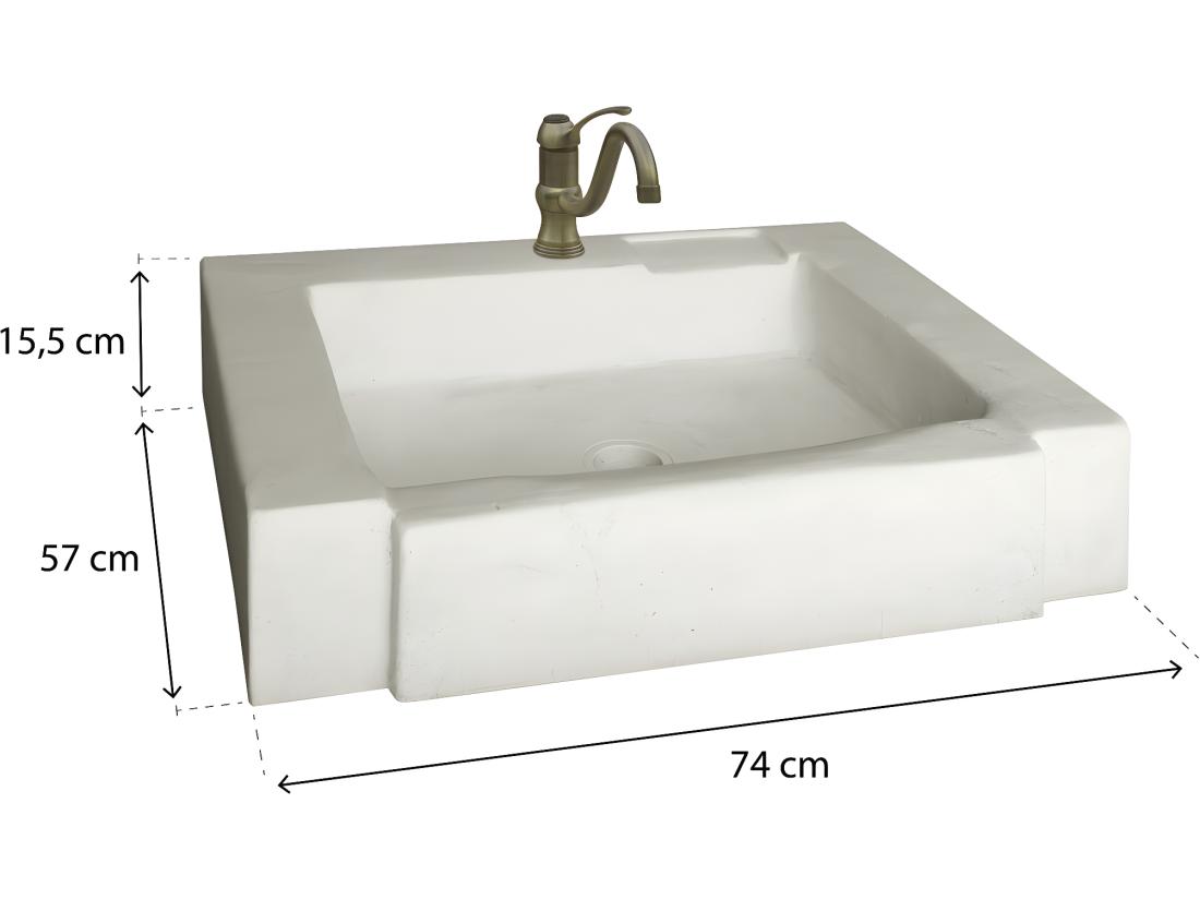 Vente Unique Evier "Modène" - Pierre Reconstituée - 74 X 57 X 15.5 Cm