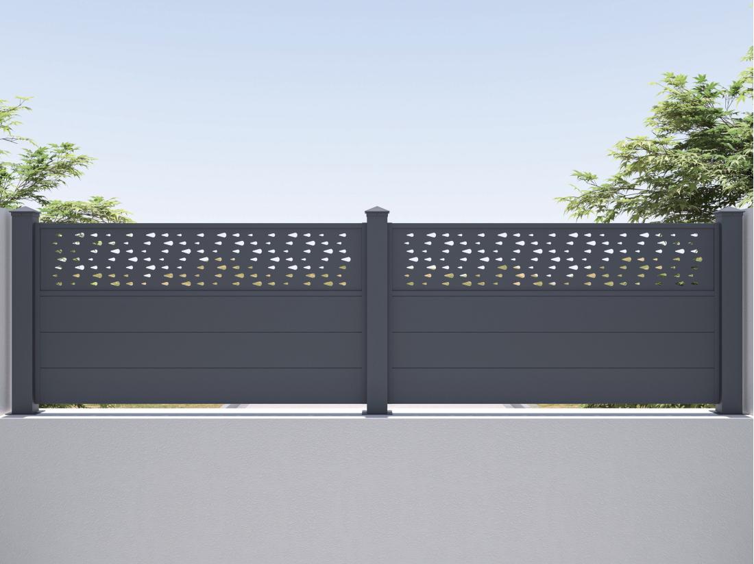 Vente Unique Extension De Clôture à Poser H89 X L178.3 Cm En Aluminium Anthracite à Motifs - BAZIO