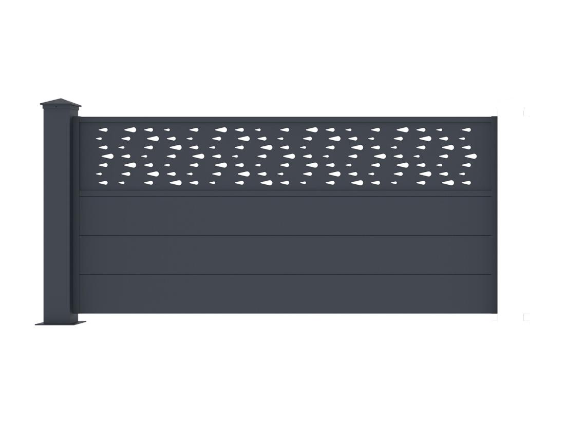 Vente Unique Extension De Clôture à Poser H89 X L178.3 Cm En Aluminium Anthracite à Motifs - BAZIO
