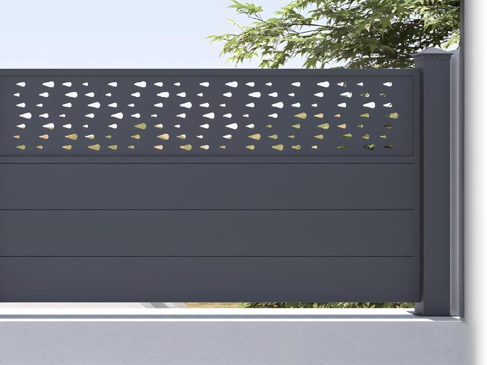 vente unique Extension de clôture à poser H89 x L178.3 cm en aluminium anthracite à motifs - BAZIO
