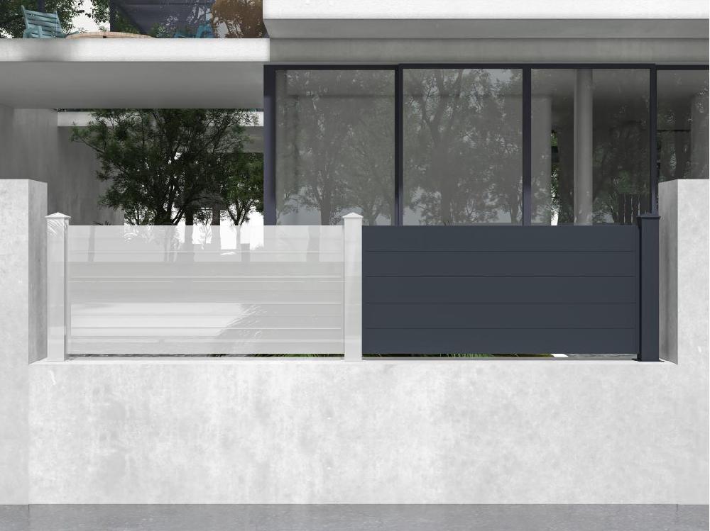 Vente Unique Extension De Clôture à Poser H89 X L189 Cm En Aluminium Anthracite - NAZARIO