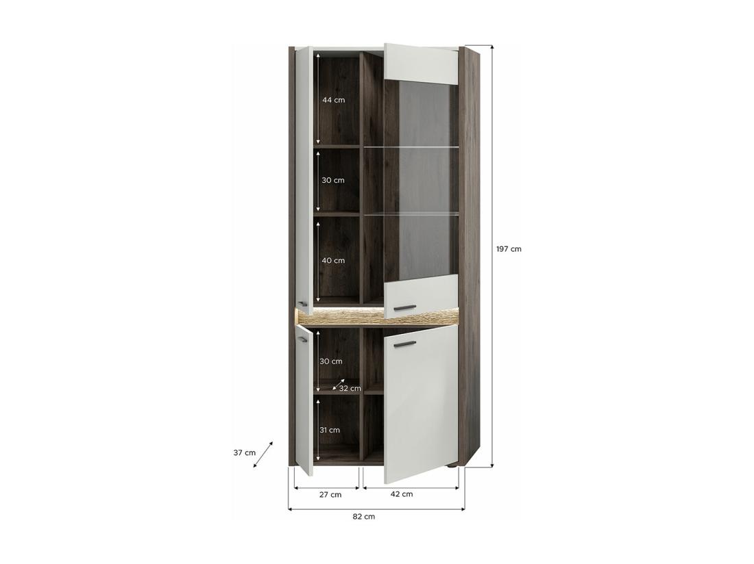 Vente Unique Falcona Citrine 4 Portes Avec éclairage LED Gris Clair