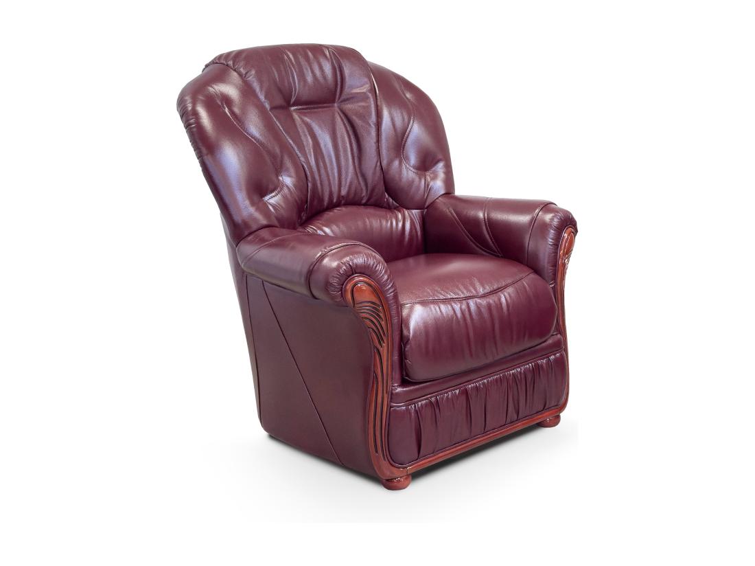 vente unique Fauteuil 100% cuir de buffle bordeaux DAPHNE