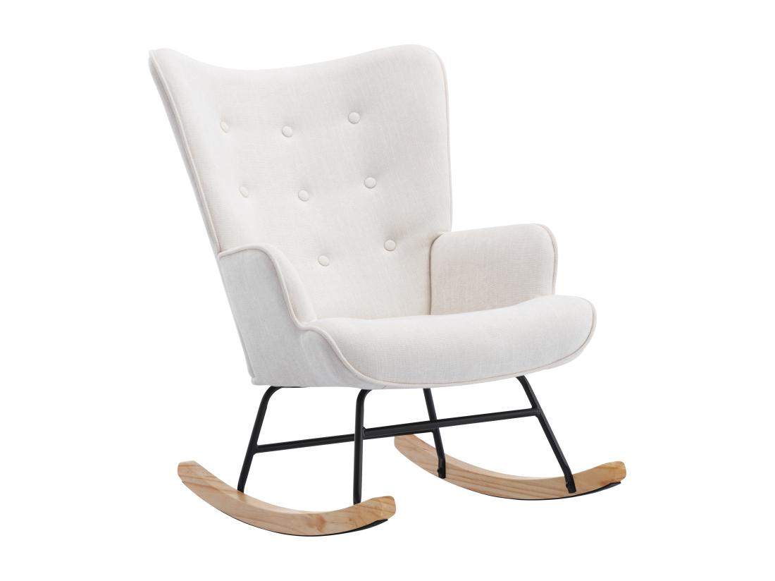 Vente Unique Fauteuil à Bascule En Tissu Chiné Beige ELMINA II