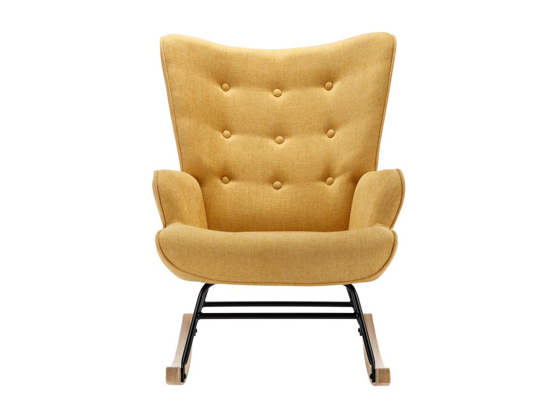 Vente Unique Fauteuil à Bascule En Tissu Chiné Jaune Moutarde ELMINA II