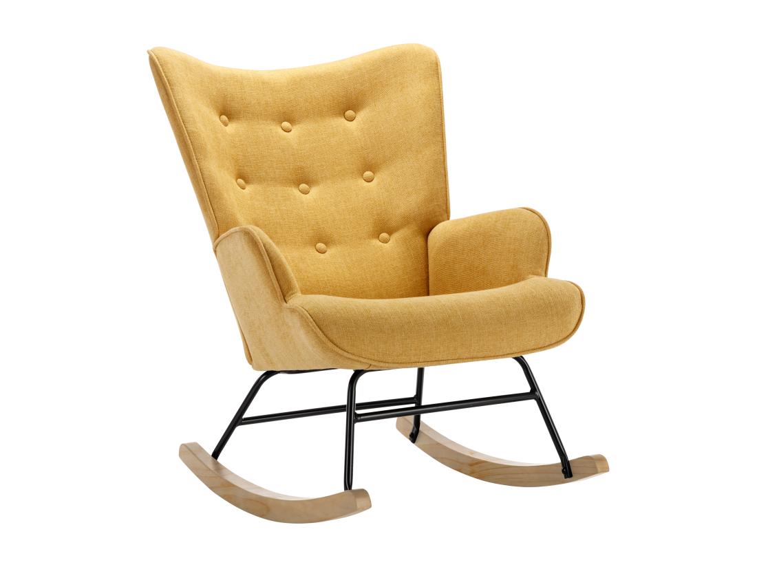 Vente Unique Fauteuil à Bascule En Tissu Chiné Jaune Moutarde ELMINA II