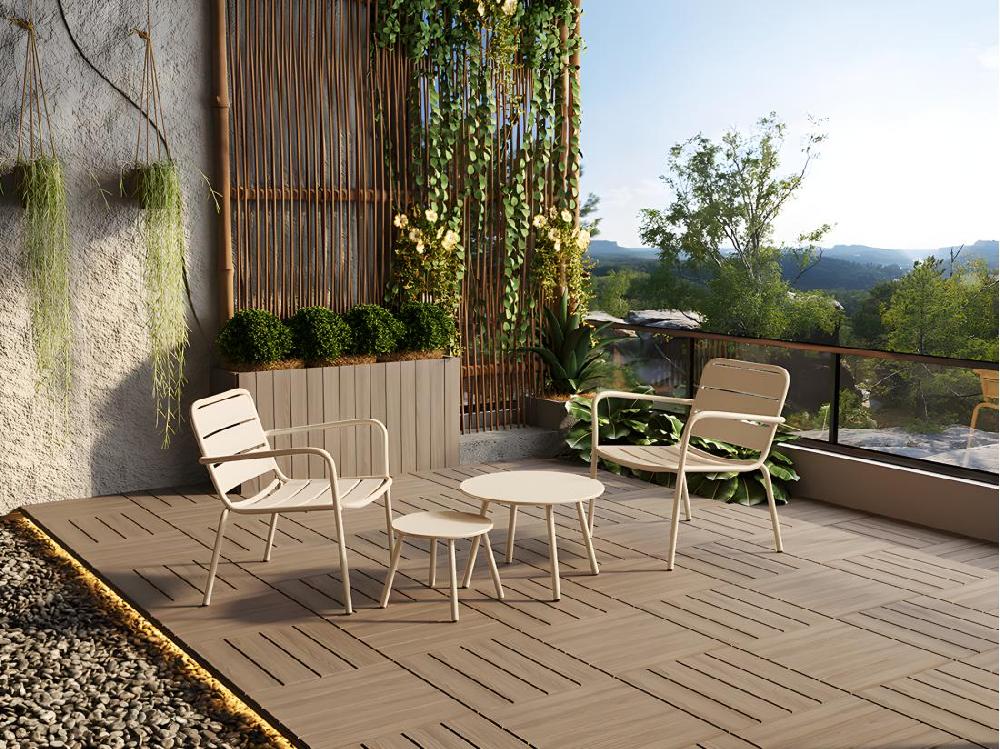 Vente Unique Fauteuil Bas De Jardin Empilable En Métal - Beige - MIRMANDE De MYLIA