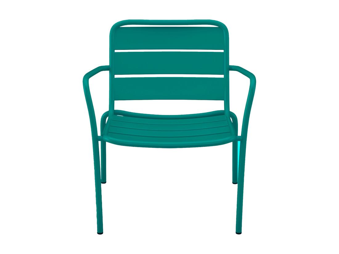 Vente Unique Fauteuil Bas De Jardin Empilable En Métal - Bleu Canard - MIRMANDE De MYLIA