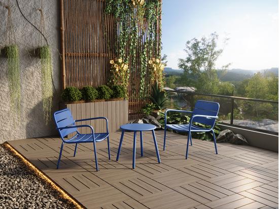 Vente Unique Fauteuil Bas De Jardin Empilable En Métal - Bleu Nuit - MIRMANDE De MYLIA