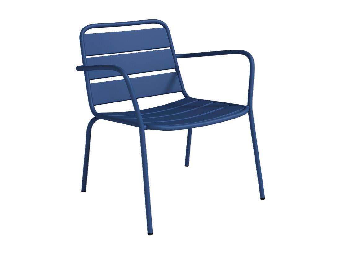vente unique Fauteuil bas de jardin empilable en métal - Bleu nuit - MIRMANDE de MYLIA