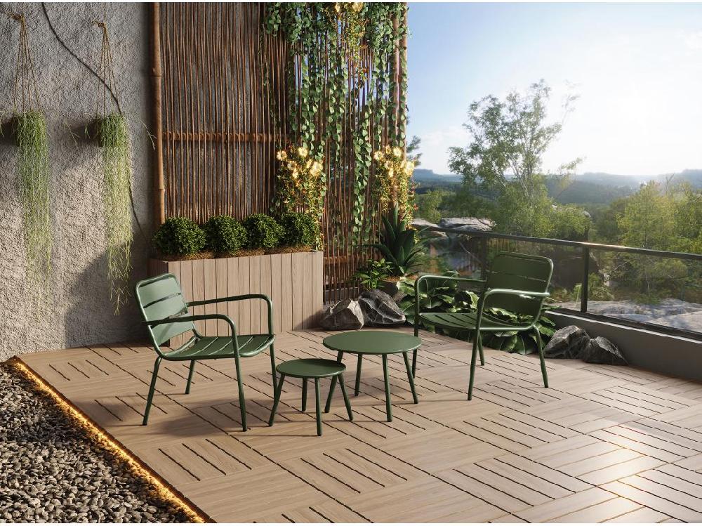 Vente Unique Fauteuil Bas De Jardin Empilable En Métal - Kaki - MIRMANDE De MYLIA