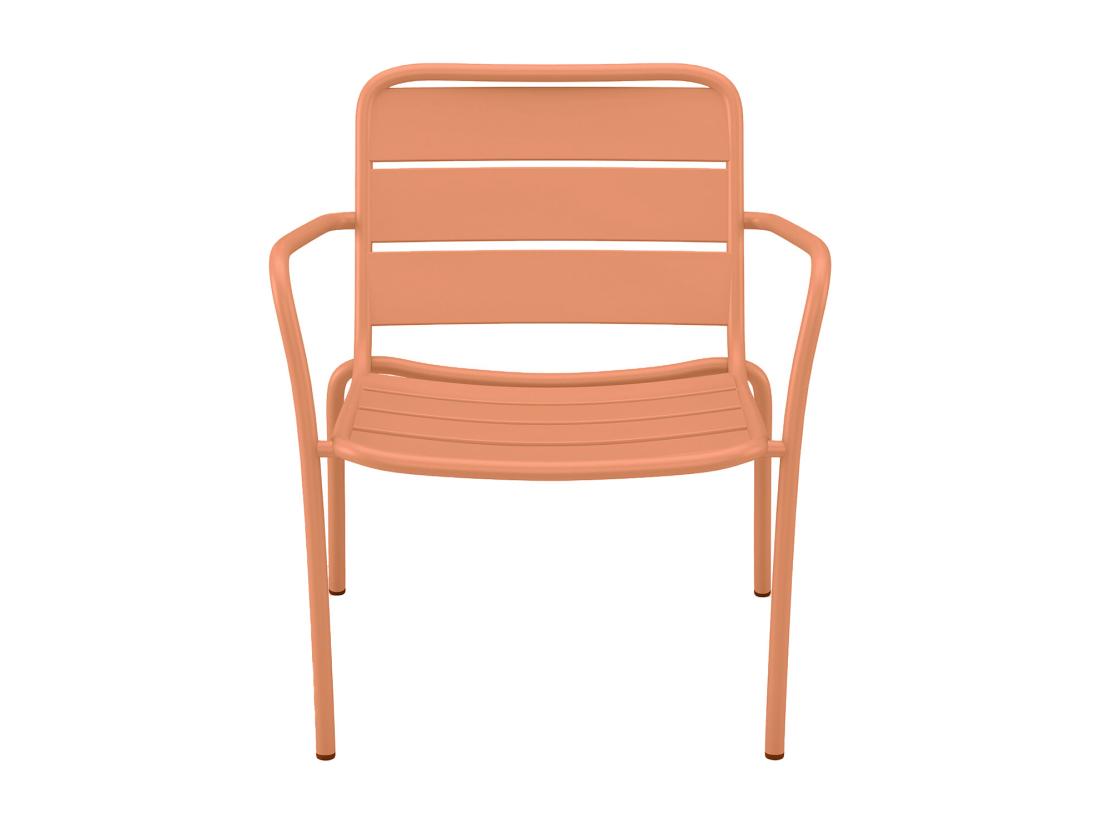 Vente Unique Fauteuil Bas De Jardin Empilable En Métal - Orange Clair - MIRMANDE De MYLIA