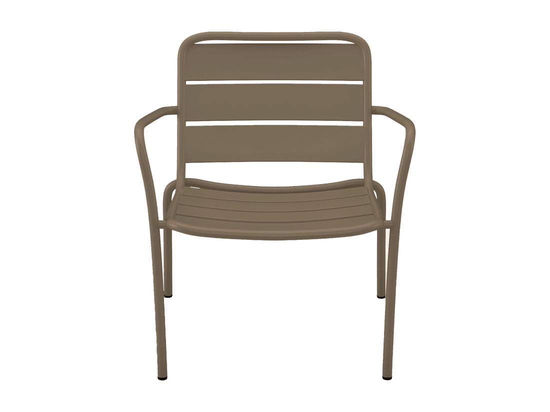 Vente Unique Fauteuil Bas De Jardin Empilable En Métal - Taupe - MIRMANDE De MYLIA
