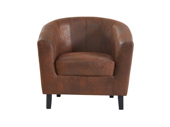 Vente Unique Fauteuil Cabriolet En Microfibre Vieillie Marron CRISTOBAL II