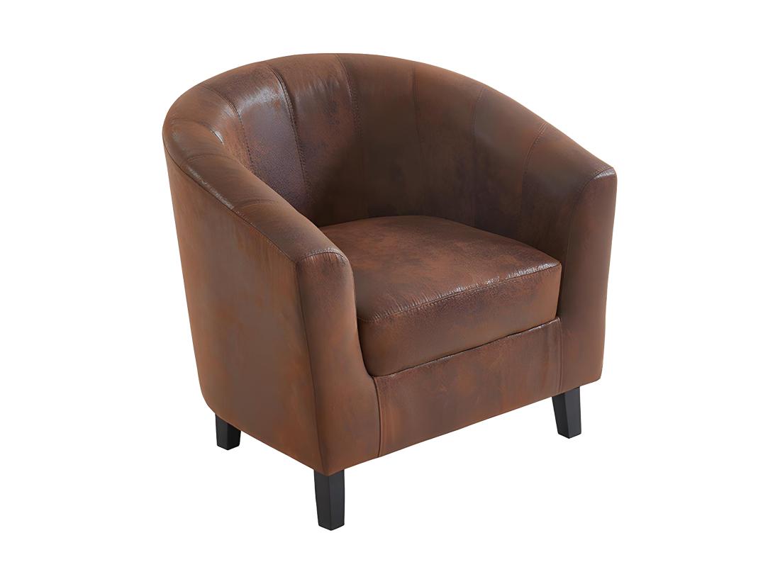 Vente Unique Fauteuil Cabriolet En Microfibre Vieillie Marron CRISTOBAL II