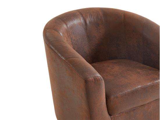 Vente Unique Fauteuil Cabriolet En Microfibre Vieillie Marron CRISTOBAL II