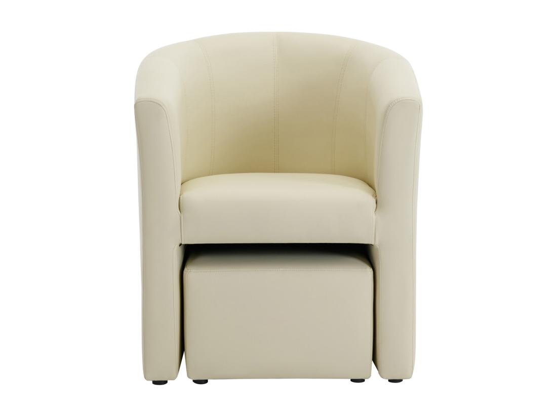 Vente Unique Fauteuil Cabriolet Et Pouf En Simili Beige JOVANA
