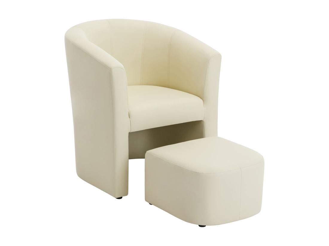 Vente Unique Fauteuil Cabriolet Et Pouf En Simili Beige JOVANA
