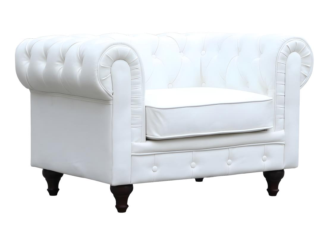 Vente Unique Fauteuil Chesterfield "Aliza" - 111 X 82 X 70 Cm - Blanc