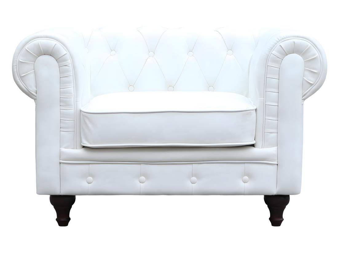 vente unique Fauteuil Chesterfield "Aliza" - 111 x 82 x 70 cm - Blanc