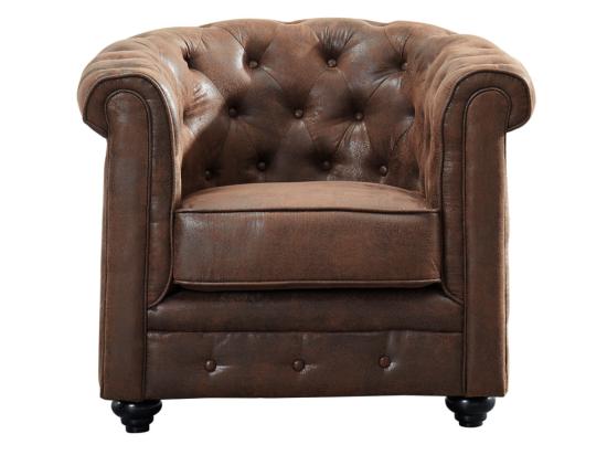 Vente Unique Fauteuil CHESTERFIELD En Microfibre Aspect Cuir Vieilli