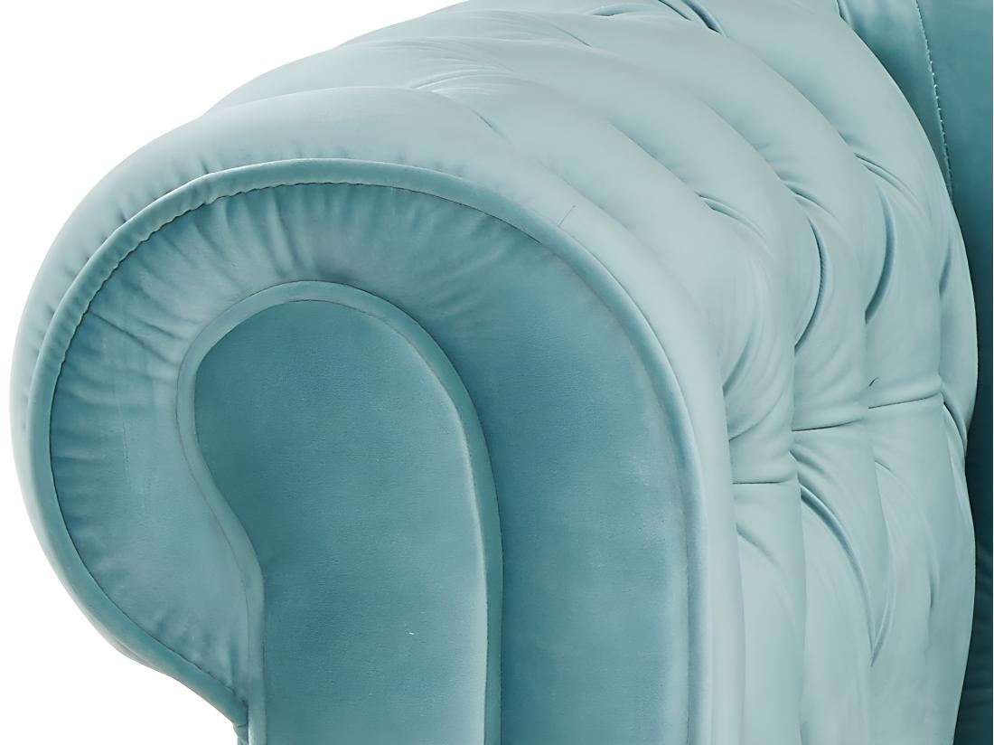 Vente Unique Fauteuil CHESTERFIELD - Velours Bleu Pastel
