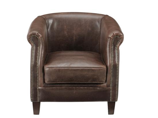 Vente Unique Fauteuil Club 100% Cuir Vieilli ENGUERRAND
