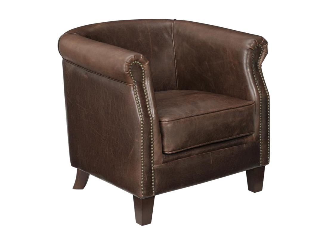 Vente Unique Fauteuil Club 100% Cuir Vieilli ENGUERRAND