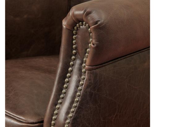 Vente Unique Fauteuil Club 100% Cuir Vieilli ENGUERRAND