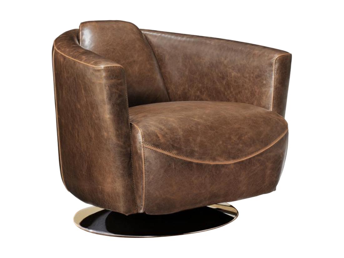 Vente Unique Fauteuil Club 100% Cuir Vieilli FLORENTIN