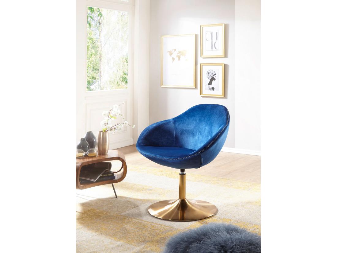 Vente Unique Fauteuil Club Pivotant En Velours 70x79x70 Cm Confortable Et Moderne - Capacité 120 Kg