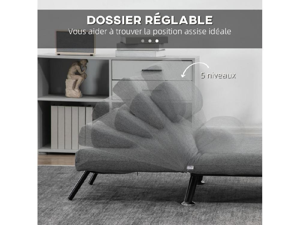 vente unique Fauteuil convertible 3 en 1 chauffeuse lit avec coussin gris