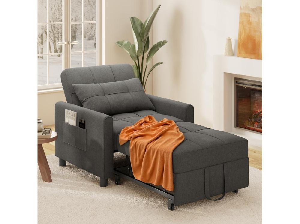 vente unique Fauteuil Convertible Canapé Lit 1 Place Fauteuil Chaise Longue Coussin Réglable Rangement Roues Pliante AR21-D