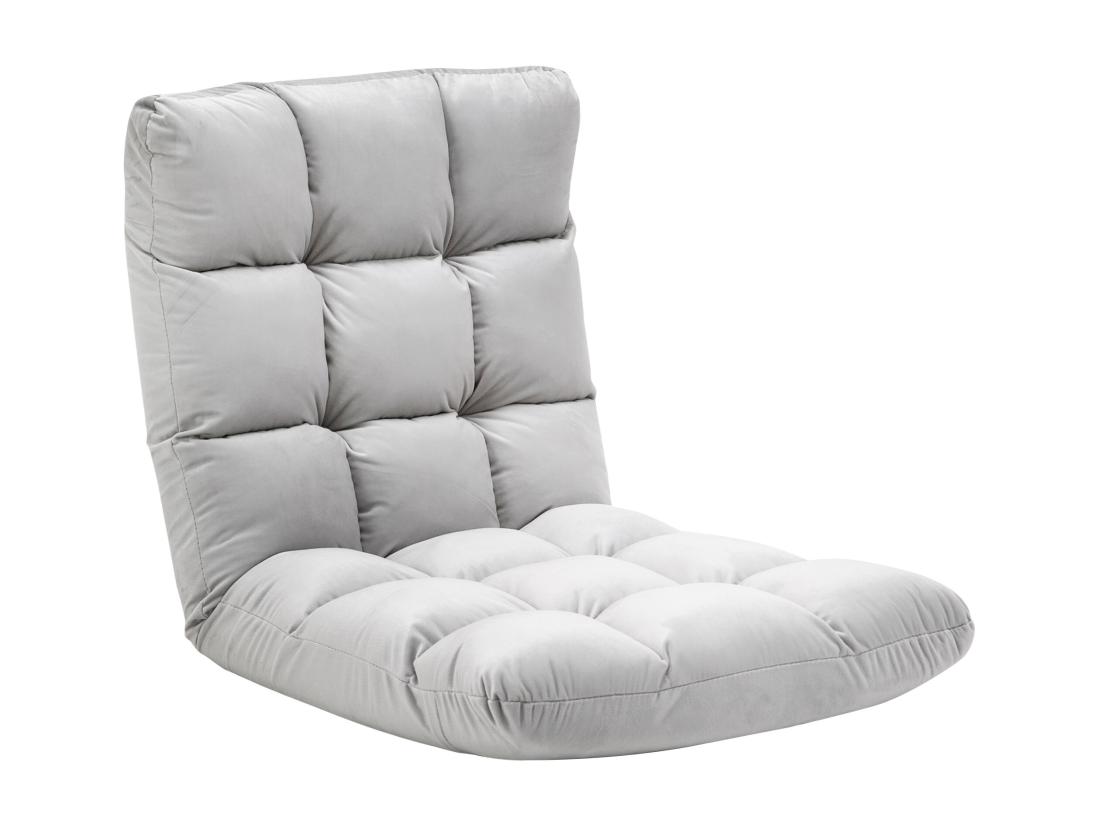 Vente Unique Fauteuil Convertible Fauteuil Paresseux Grand Confort Inclinaison Dossier Multipositions 90°-180° Flanelle Polyester Capitonné Gris Clair