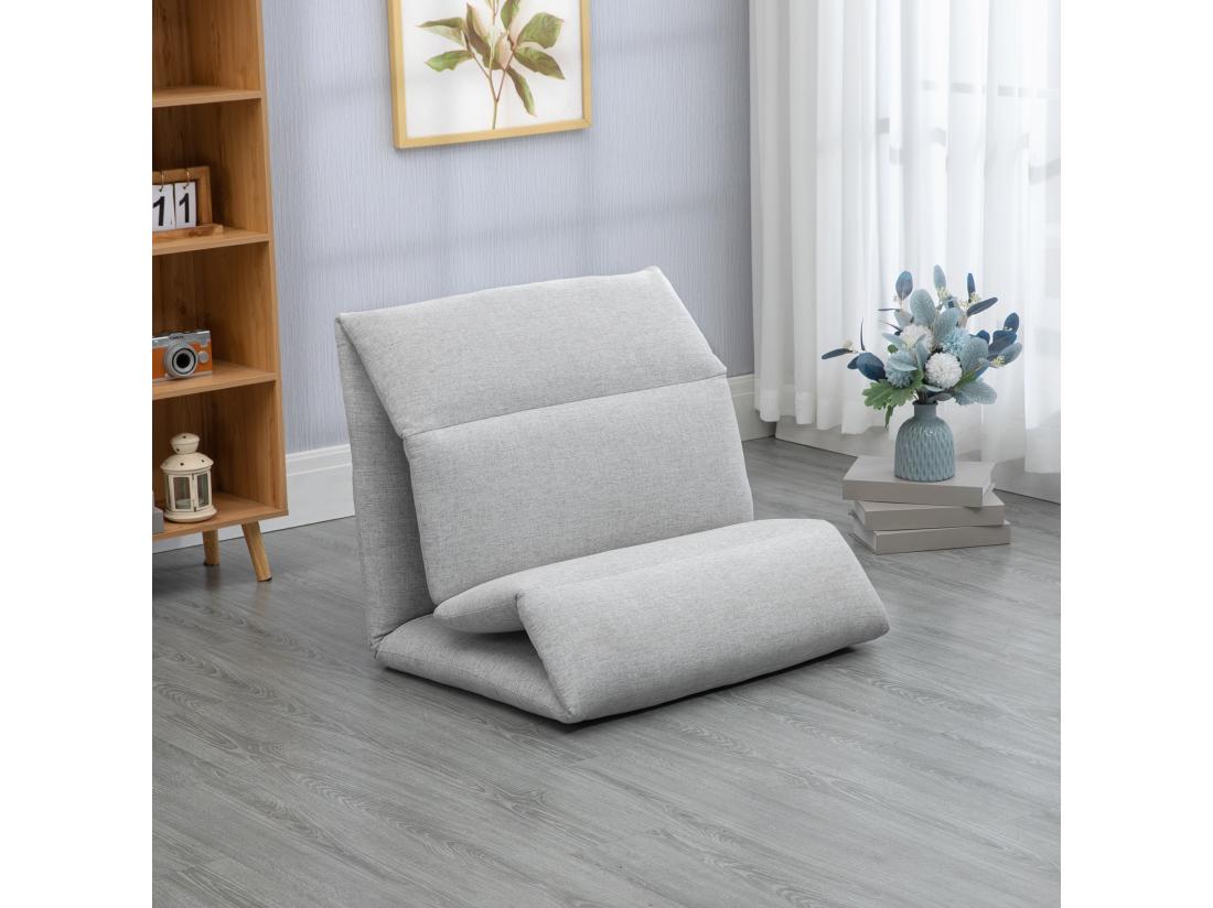 vente unique Fauteuil convertible fauteuil paresseux grand confort inclinaison dossier multipositions 90°-180° acier tissu gris clair