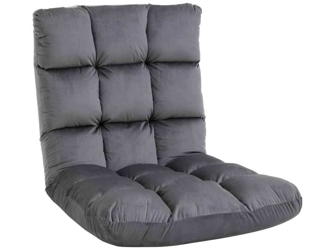 vente unique Fauteuil convertible fauteuil paresseux grand confort inclinaison dossier multipositions 90°-180° flanelle polyester capitonné gris foncé