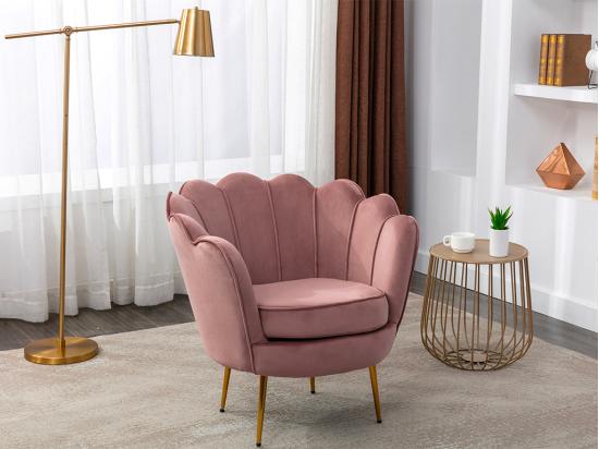 vente unique Fauteuil coquillage en velours rose DANDELION de Pascal Morabito