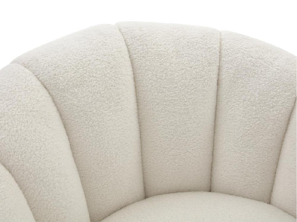 Vente Unique Fauteuil Coquillage Pivotant En Tissu Bouclette Blanc COSSATO