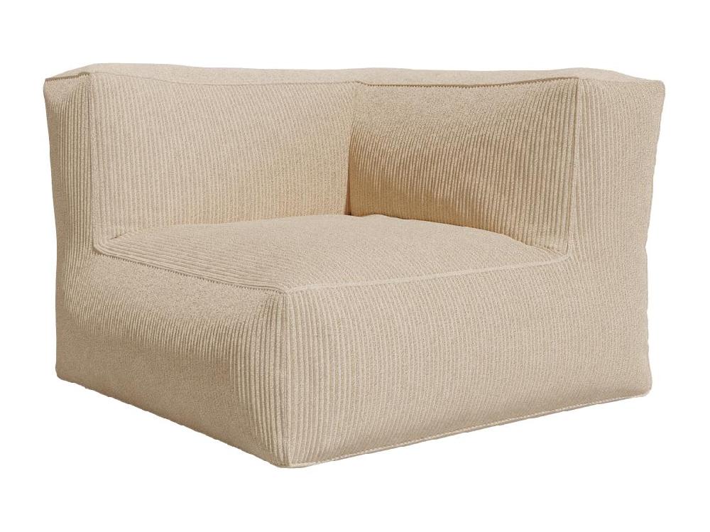 Vente Unique Fauteuil D'angle En Velours Côtelé Beige NOUMARA