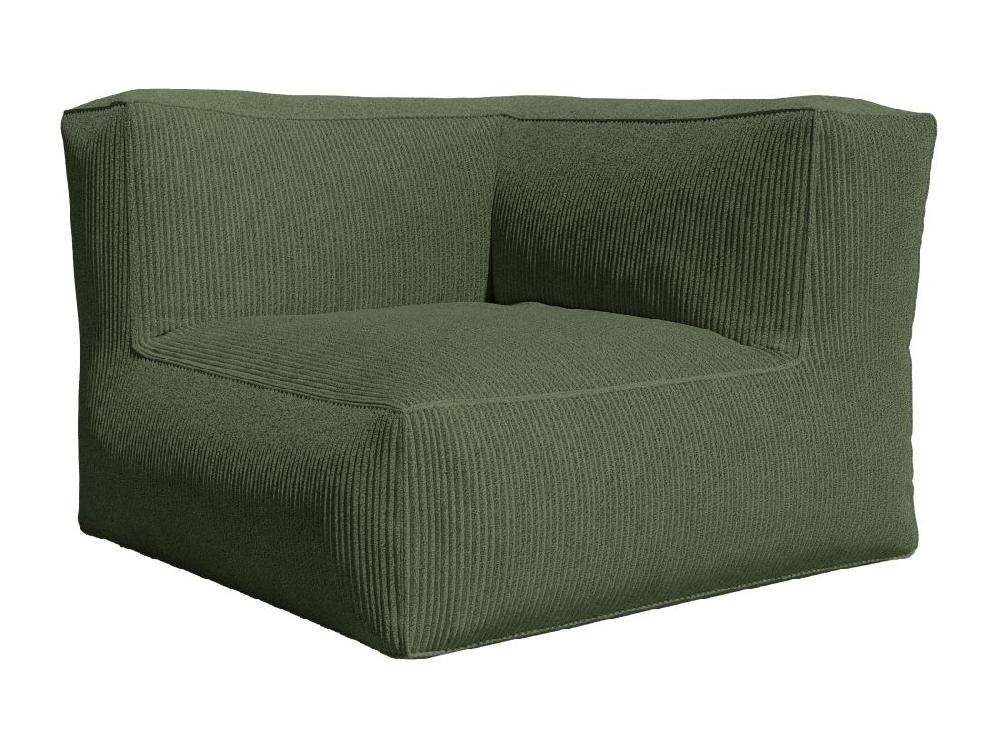 Vente Unique Fauteuil D'angle En Velours Côtelé Vert NOUMARA