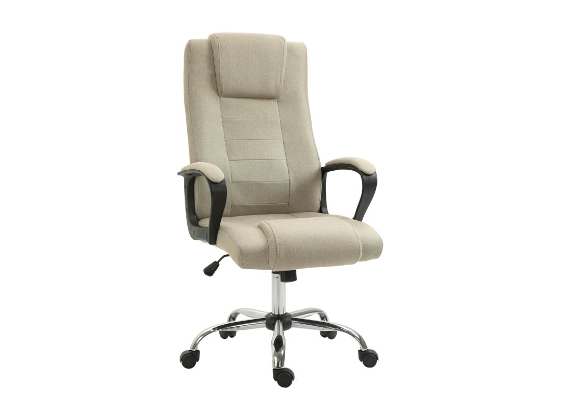Vente Unique Fauteuil De Bureau à Roulettes Chaise Manager Ergonomique Pivotante Hauteur Réglable Lin Beige