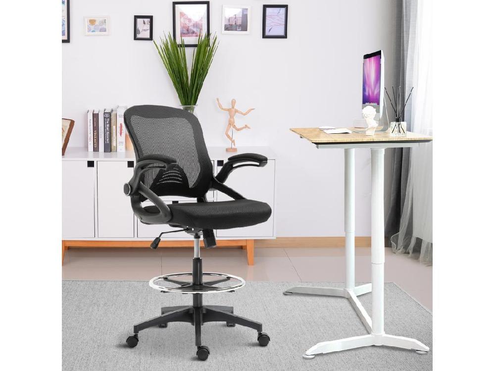 Vente Unique Fauteuil De Bureau Chaise De Bureau Assise Haute Réglable Dim. 64L X 60l X 106-126H Cm Pivotant 360° Maille Respirante Noir