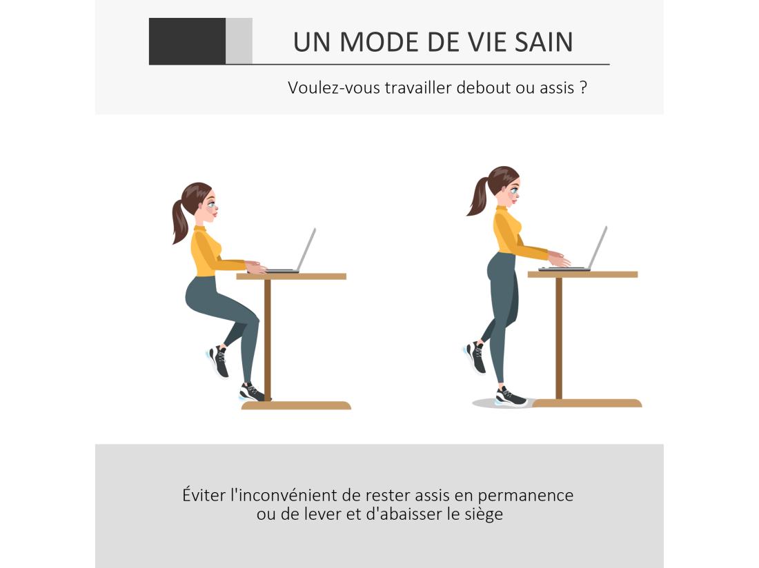 Vente Unique Fauteuil De Bureau Chaise De Bureau Assise Haute Réglable Dim. 64L X 60l X 106-126H Cm Pivotant 360° Maille Respirante Gris