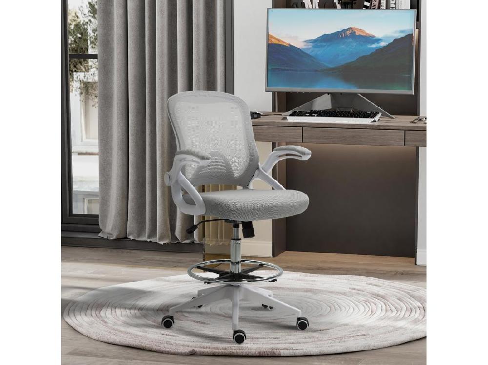 Vente Unique Fauteuil De Bureau Chaise De Bureau Assise Haute Réglable Dim. 64L X 60l X 106-126H Cm Pivotant 360° Maille Respirante Gris